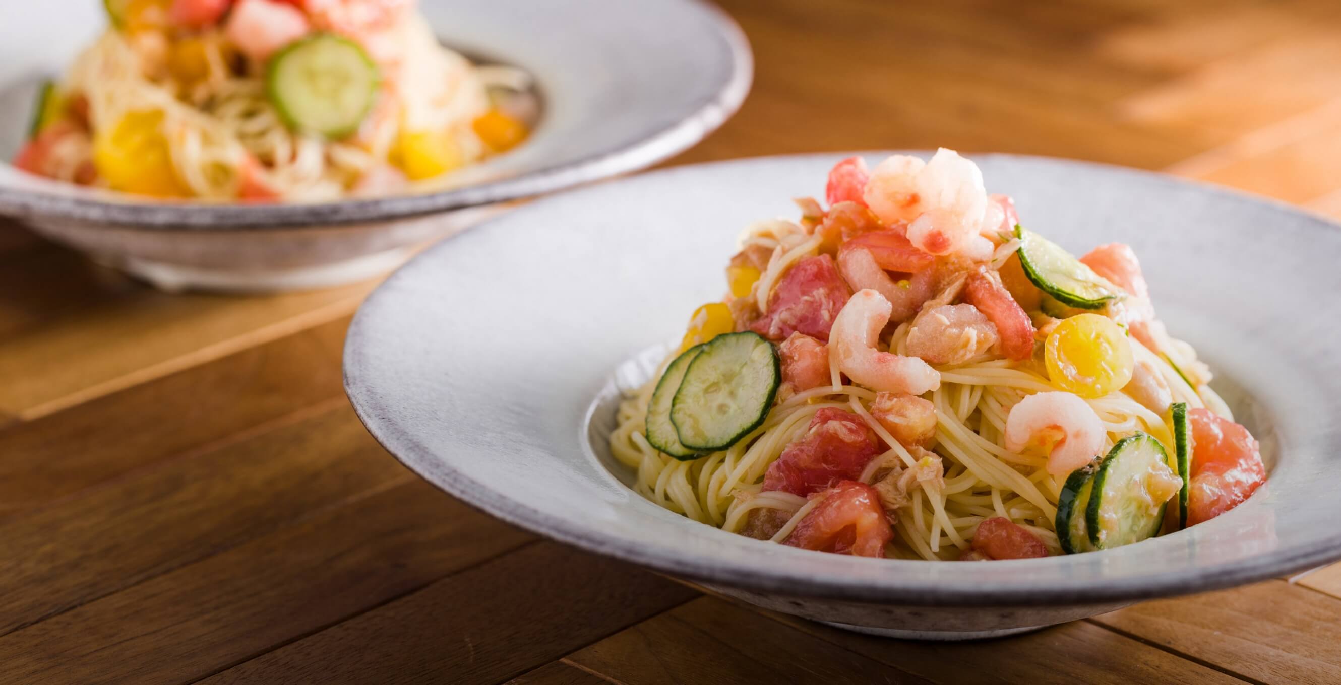 サステナブルエビを使ったパスタ